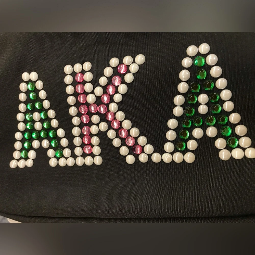 Black Embellished Women's Fanny pack - Pink and Green